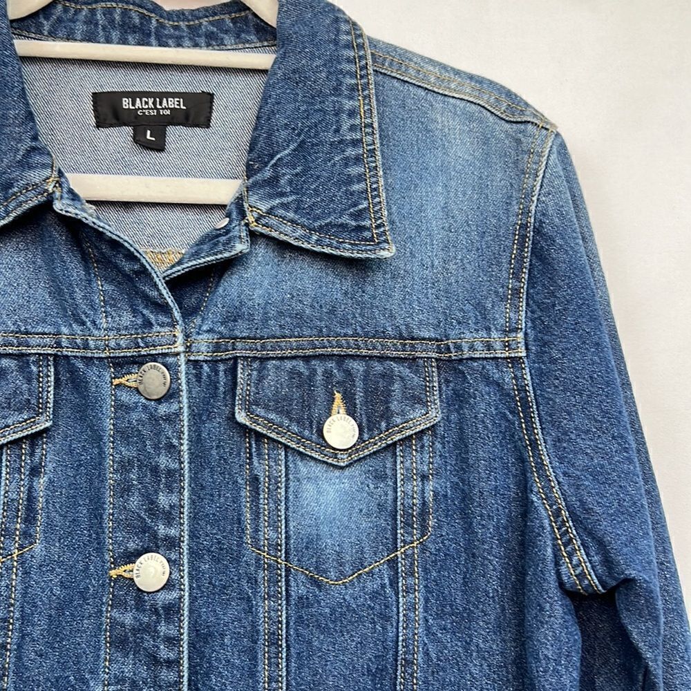 C’est Toi Black Label Blue denim jean jacket cotton size large EUC - Picture 4 of 14